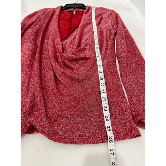 NWT 1.STATE Size M Sparkle Cozy Crisscross Front Knit Top Red MSRP $89 - Picture 4 of 9